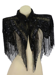 Beaded Art Deco Shoulder Shawl Black