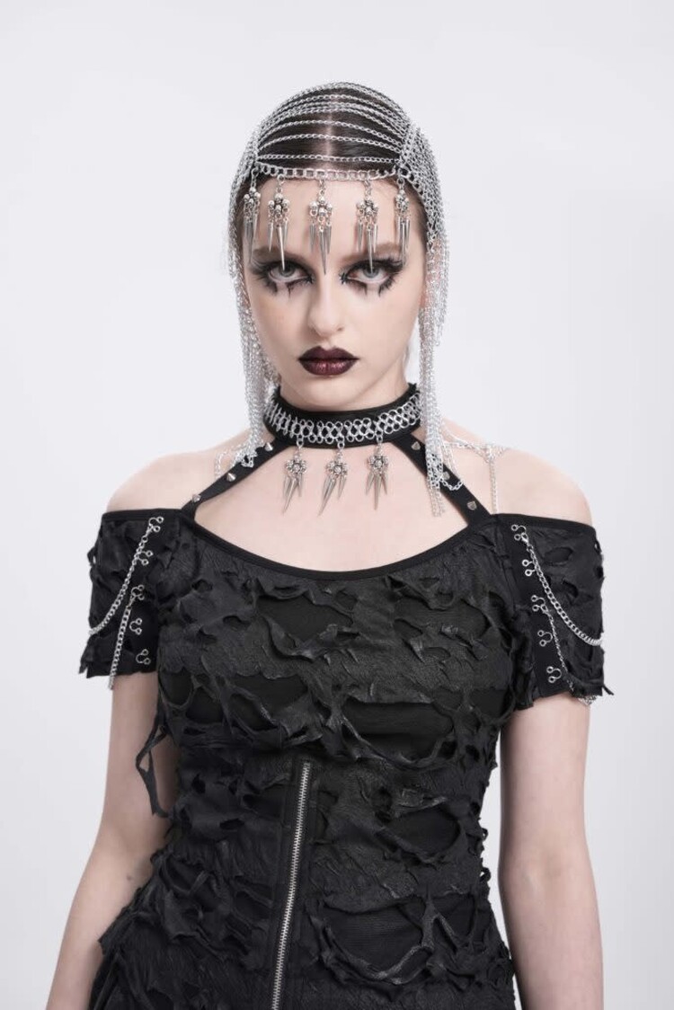 Distressed Safety Pin Head Chain