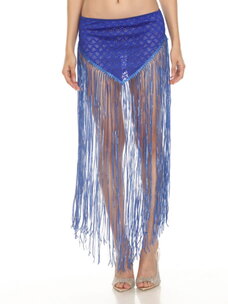 Lace Fringe Hip Skirt w/Shimmering Tassels Blue