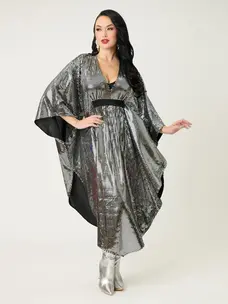 Smak Parlour Silver Mirror Triangle Caftan Dress OSFM