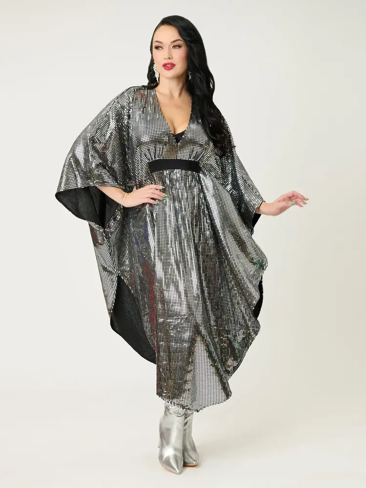 Smak Parlour Silver Mirror Triangle Caftan Dress OSFM