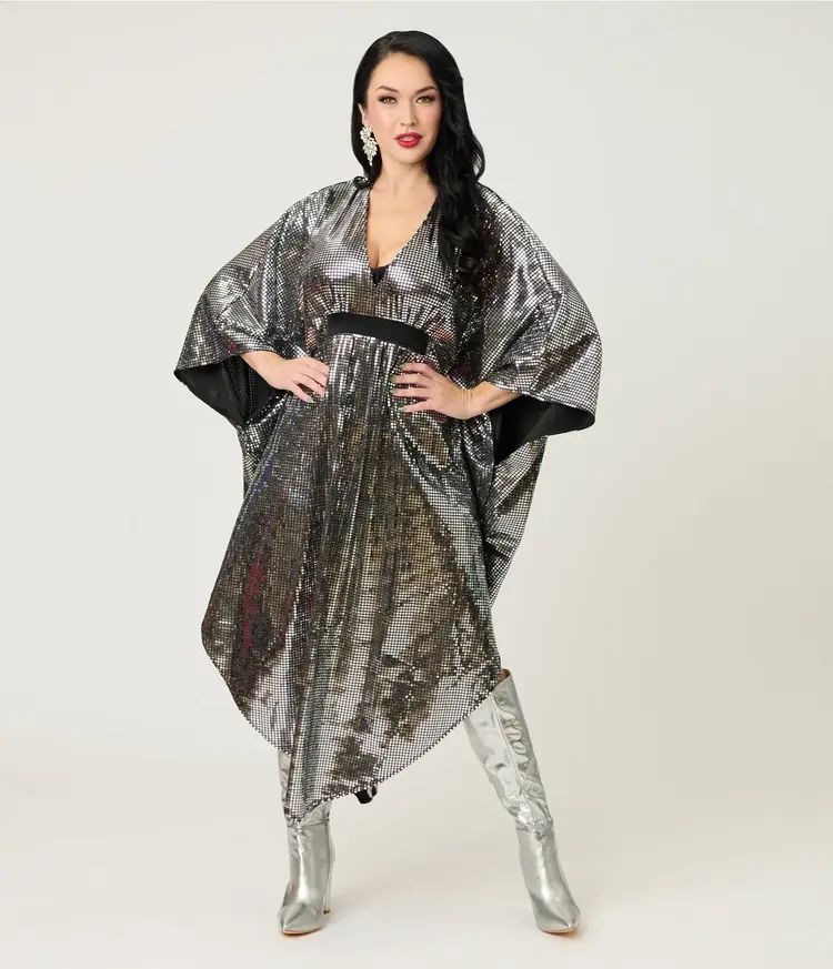 Plus Size Smak Parlour Silver Mirror Triangle Caftan Dress