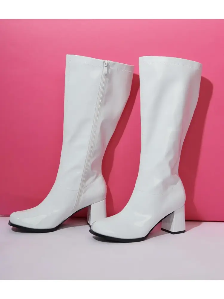 Patent Gogo Boot White