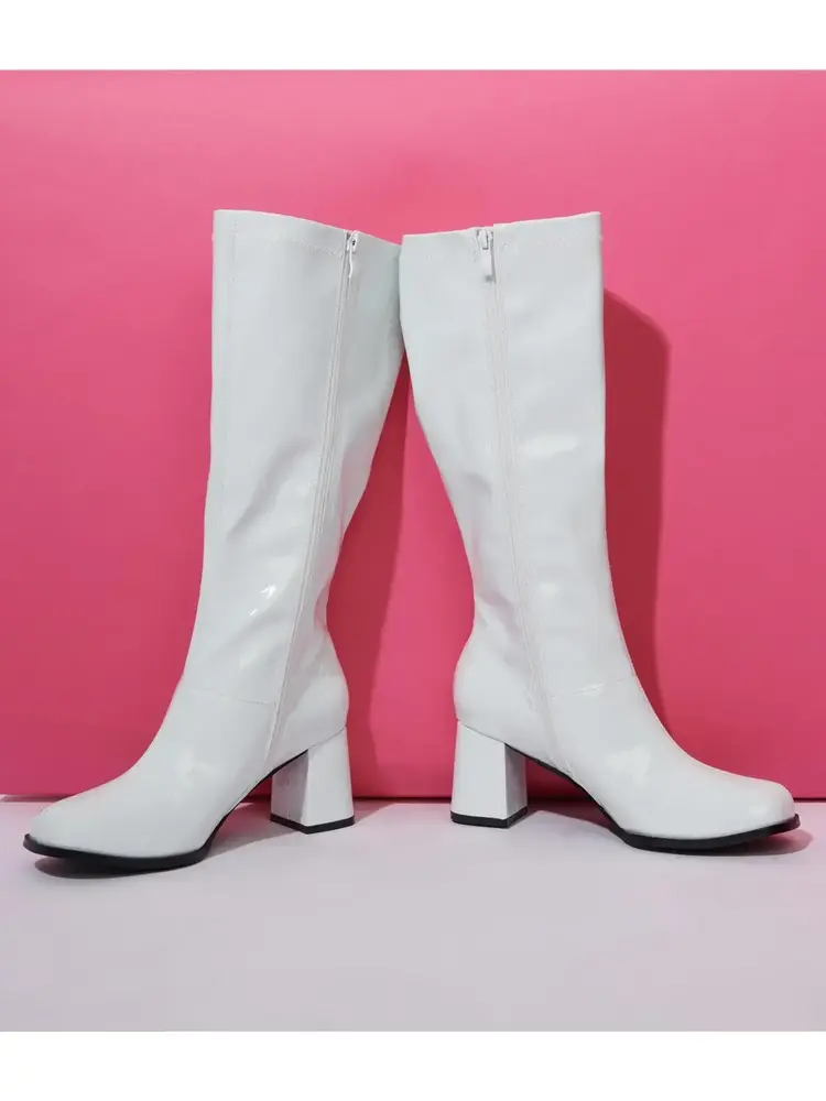 Patent Gogo Boot White