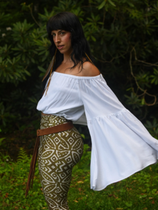 Off the Shoulder Bell Sleeve Top White