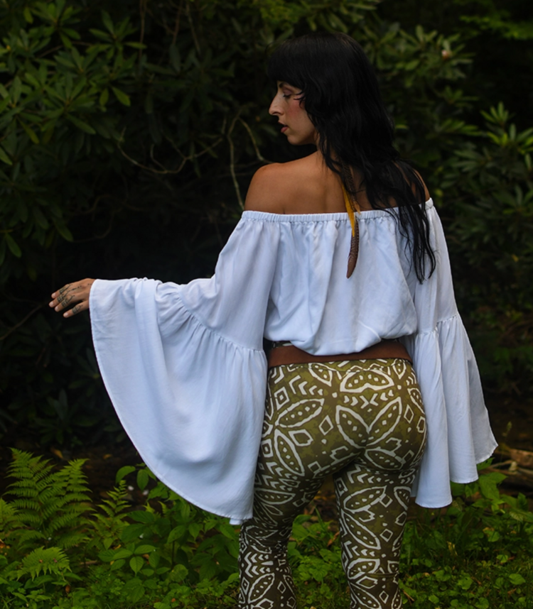 Off the Shoulder Bell Sleeve Top White