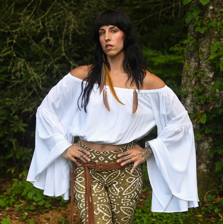 Off the Shoulder Bell Sleeve Top White