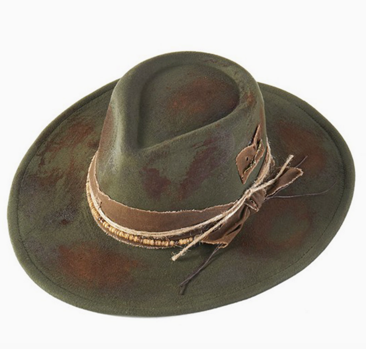 Vintage Versatile Shapeable Cowgirl Hat Olive