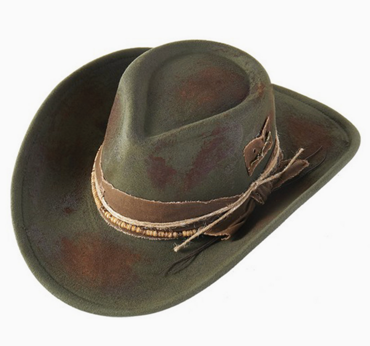 Vintage Versatile Shapeable Cowgirl Hat Olive