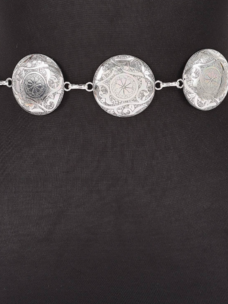 Vintage Metal Engraved Chain Belt Silver