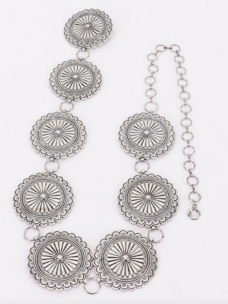 Vintage Metal Western Style Chain Belt Antique Silver