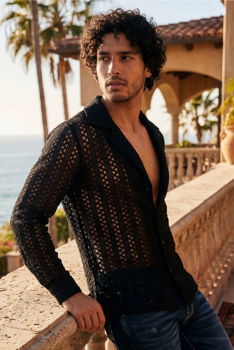 Kenite See Through Long Sleeve Shirt Black