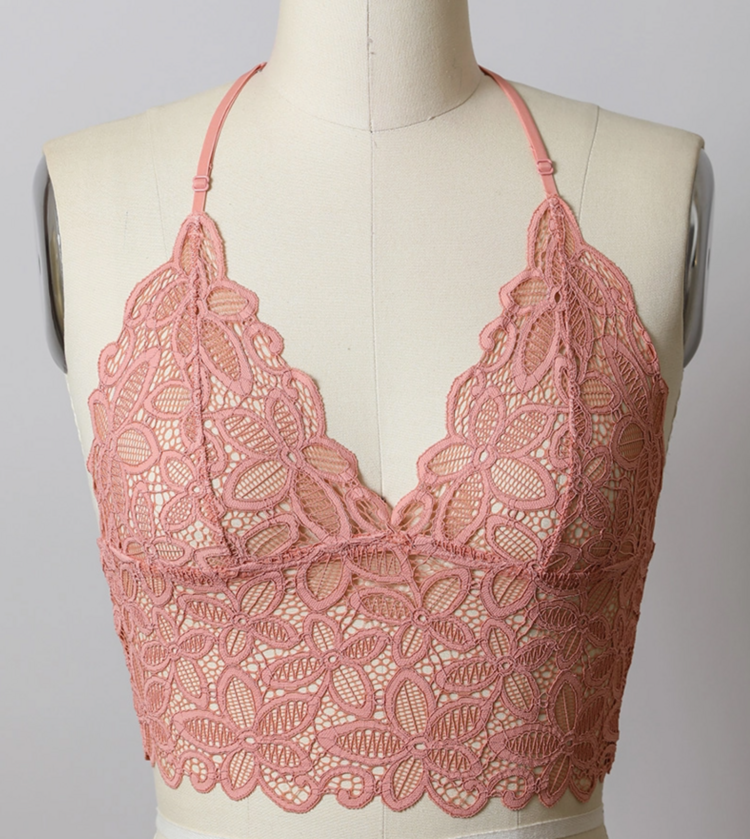 Daisy Lace Longline Bralette Padded