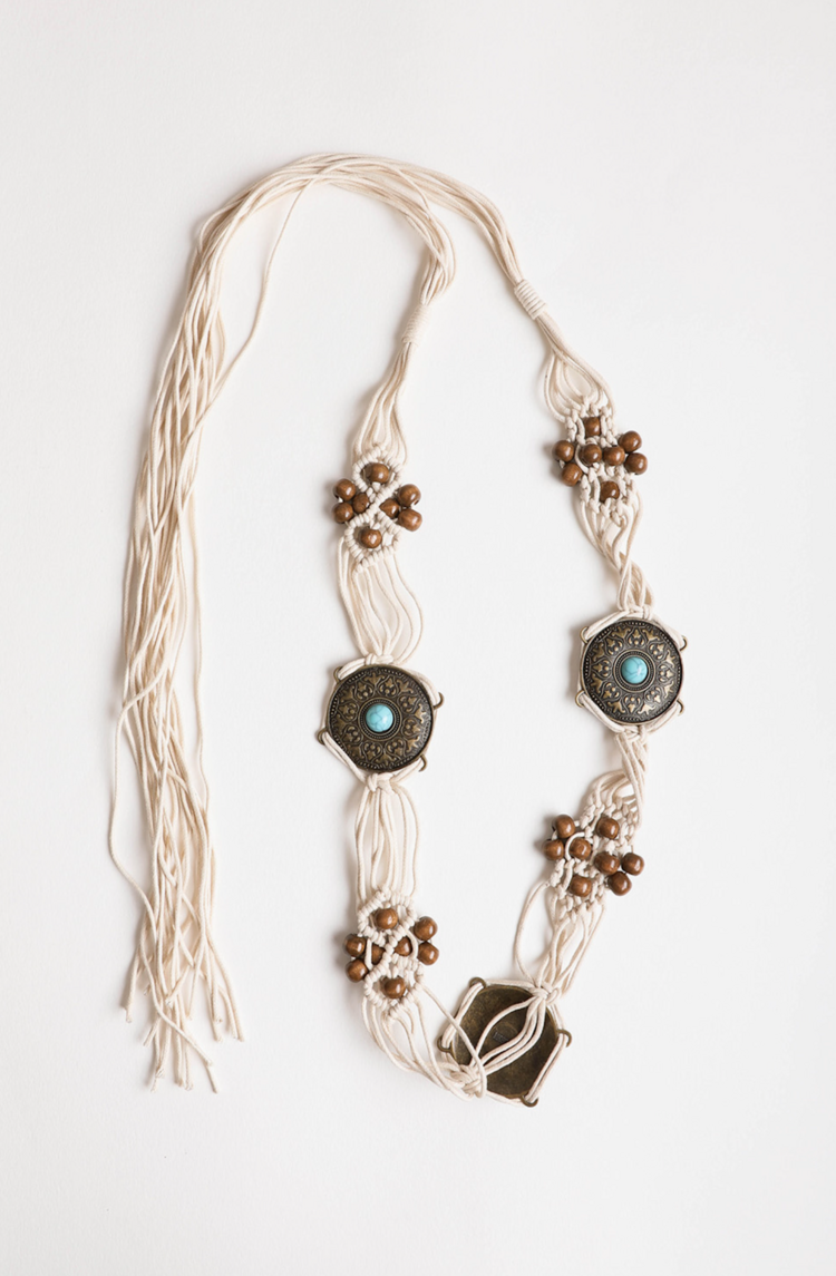 Medallion Macrame Belt Natural