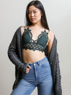 Padded Crochet Lace Longline Bralette