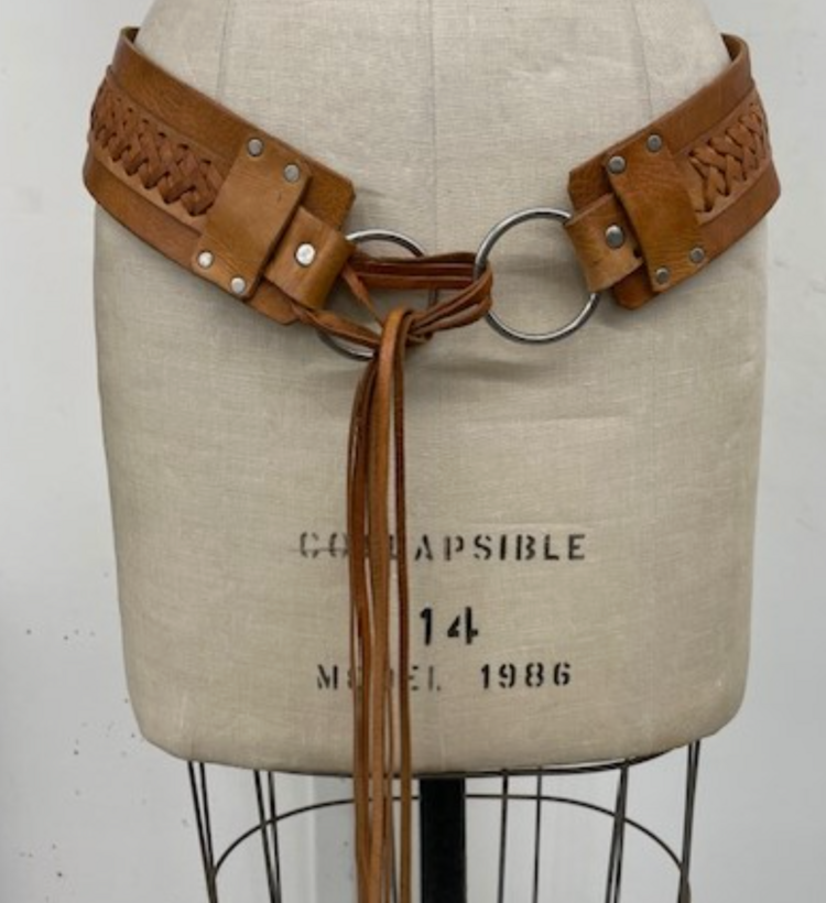 Handcrafted Leather Belt with O Rings and Strings