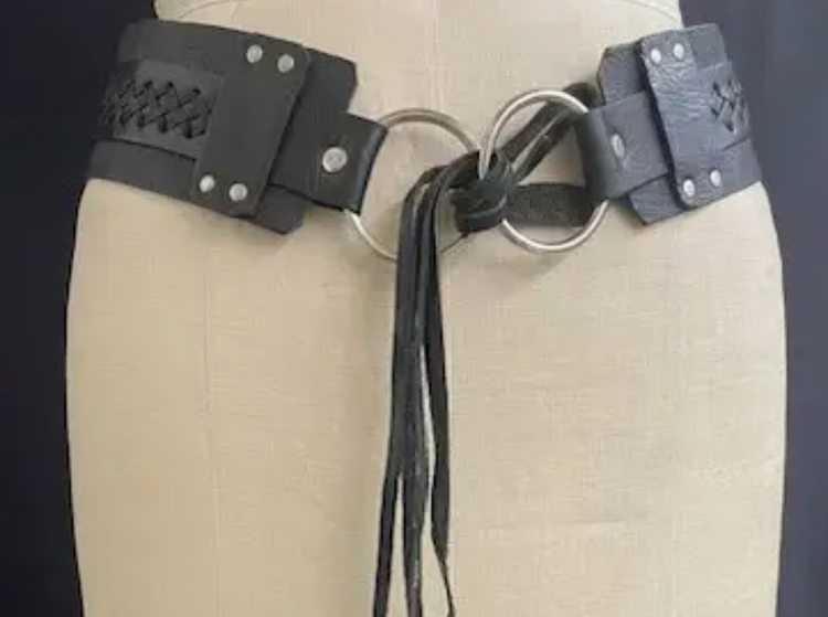 Handcrafted Leather Belt with O Rings and Strings