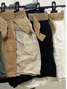 Italian Linen Shorts  with Belt OSFM
