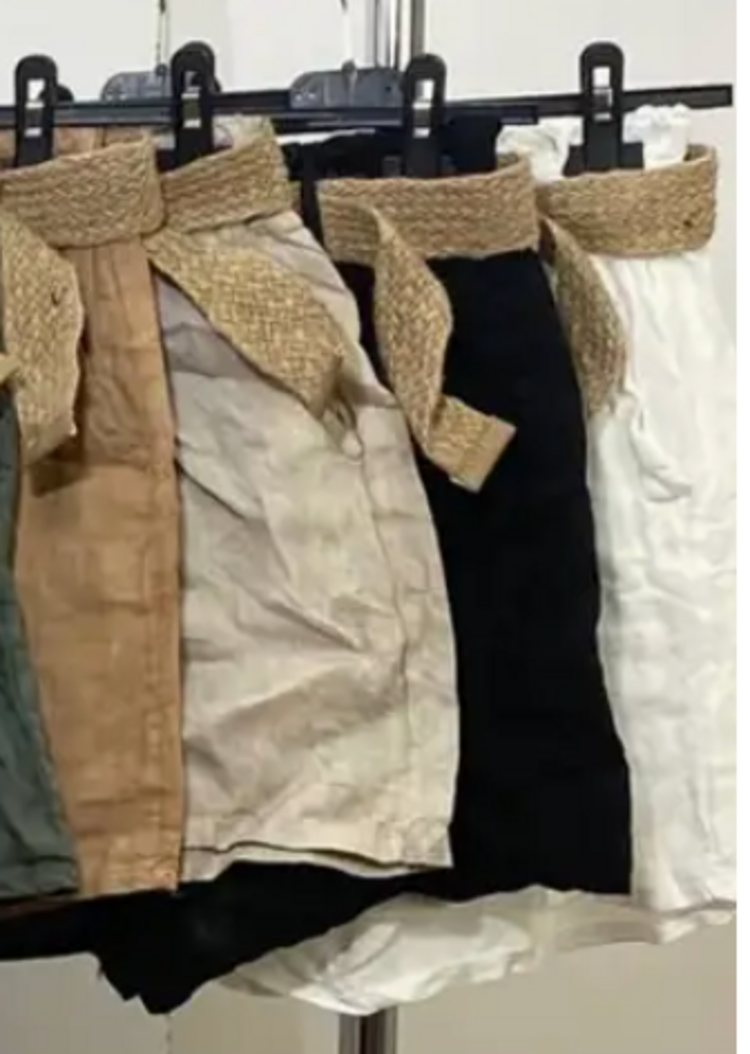 Italian Linen Shorts  with Belt OSFM