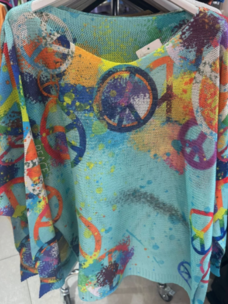 Peace & Love Knit Sweater Turquoise