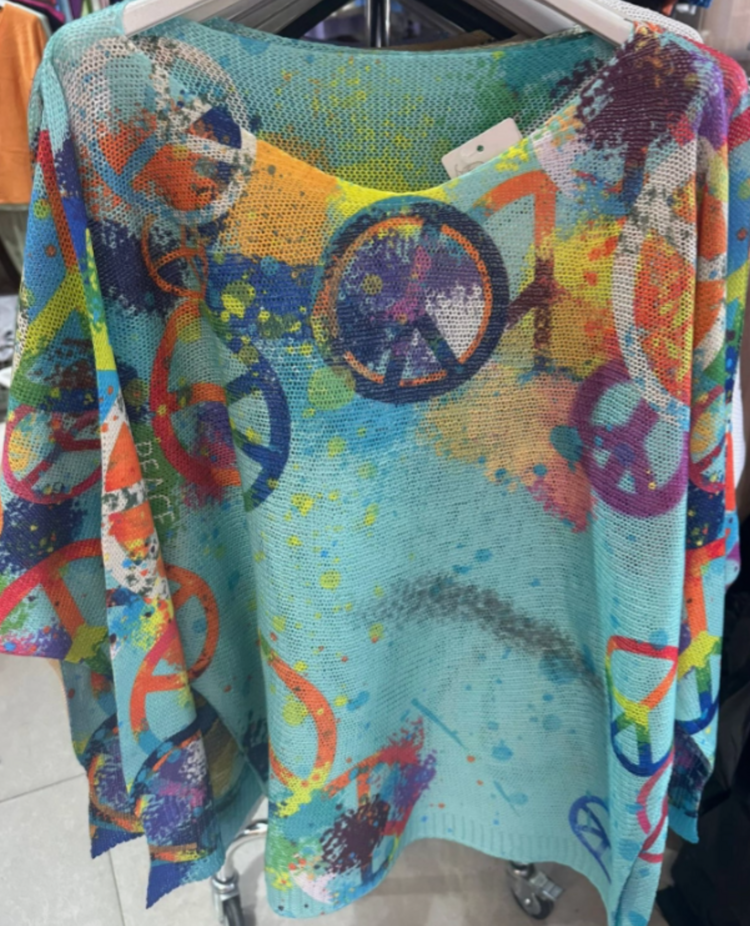 Peace & Love Knit Sweater Turquoise