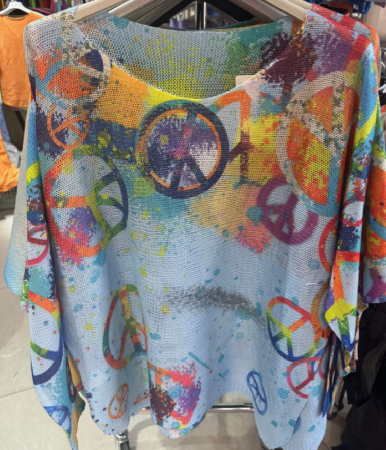 Peace & Love Knit Sweater Blue