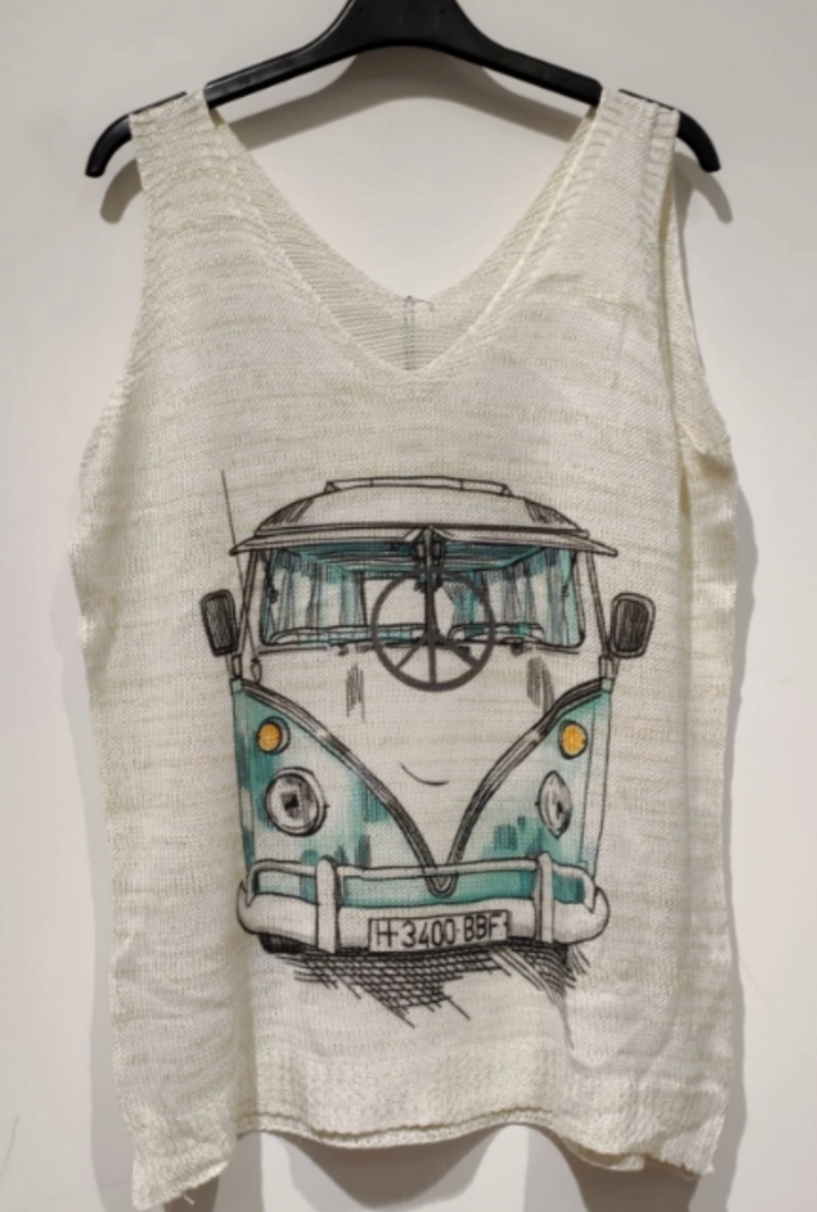 White Van Knit Sweater Sleeveless