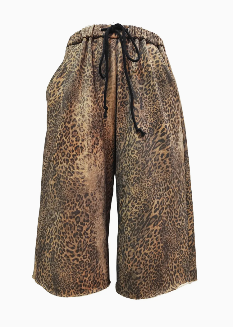 Leopard Bermuda Drawstring Shorts