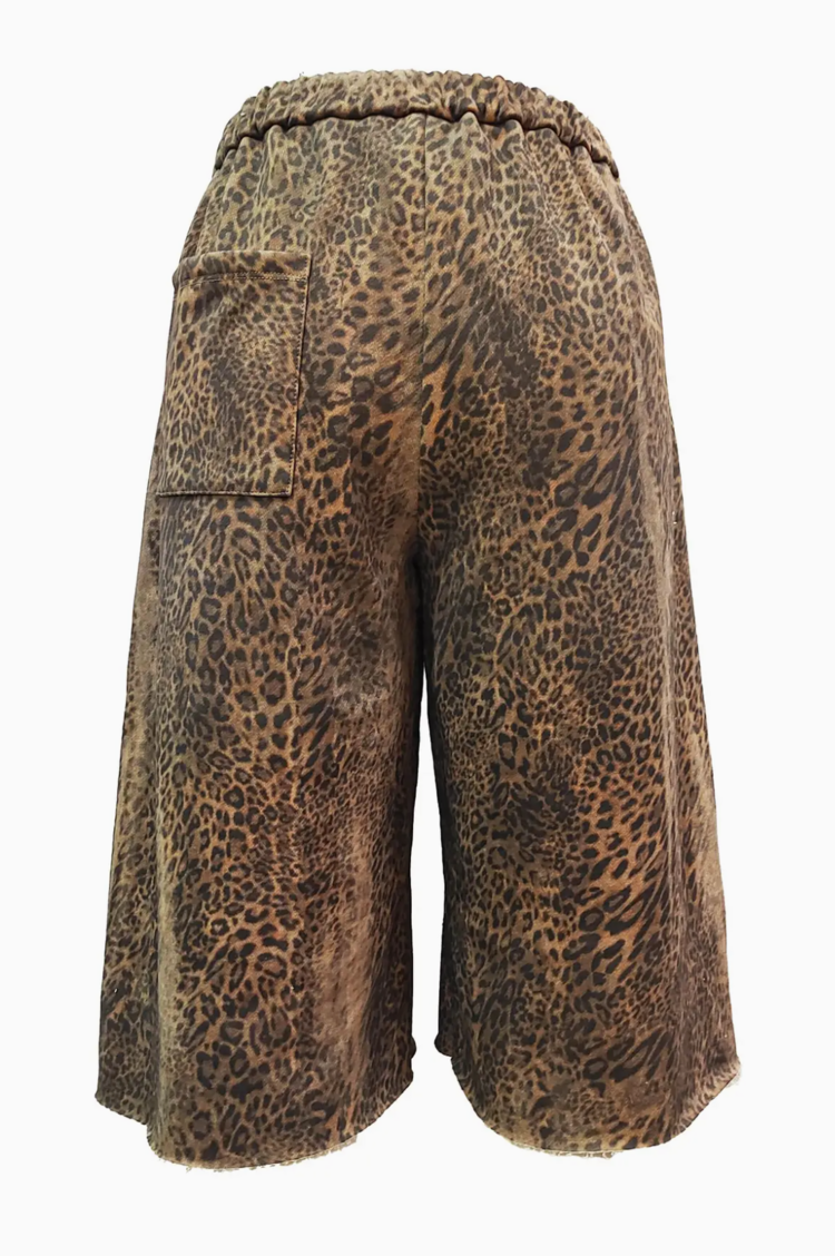 Leopard Bermuda Drawstring Shorts