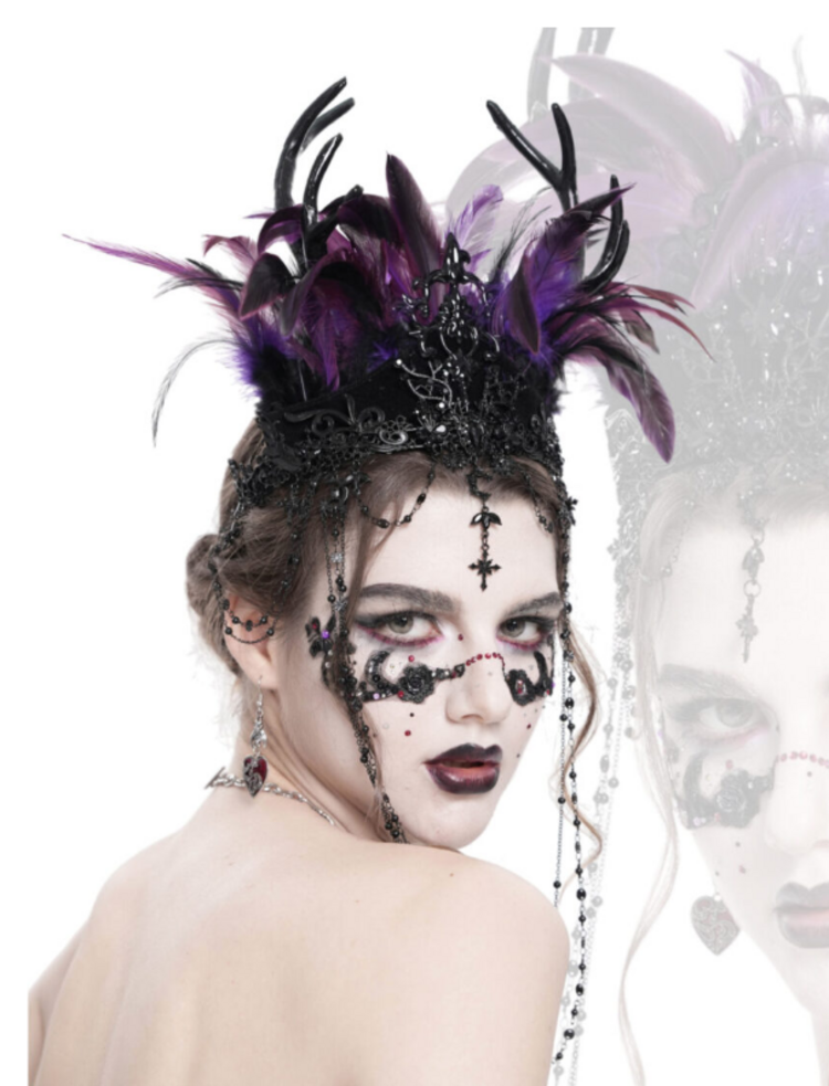 Gothic Antlers with Feathers and Chains