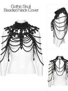 Gothic Skull Beaded Neck Cover Black