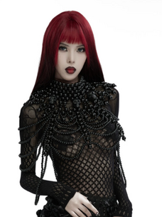 Gothic Skull Beaded Neck Cover Black