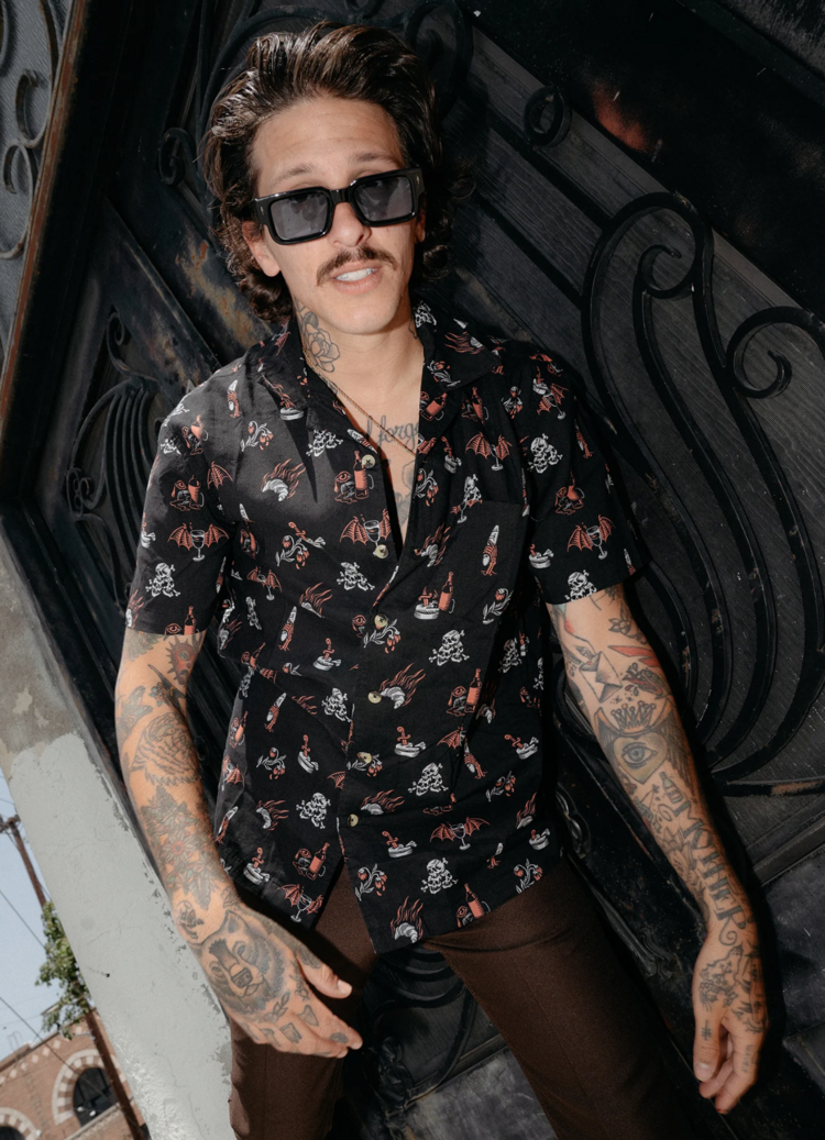 Le Sigh French Wine and Cheese Button Up