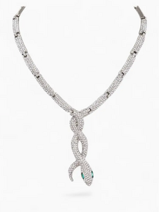 Crystal Snake Collar Necklace Silver