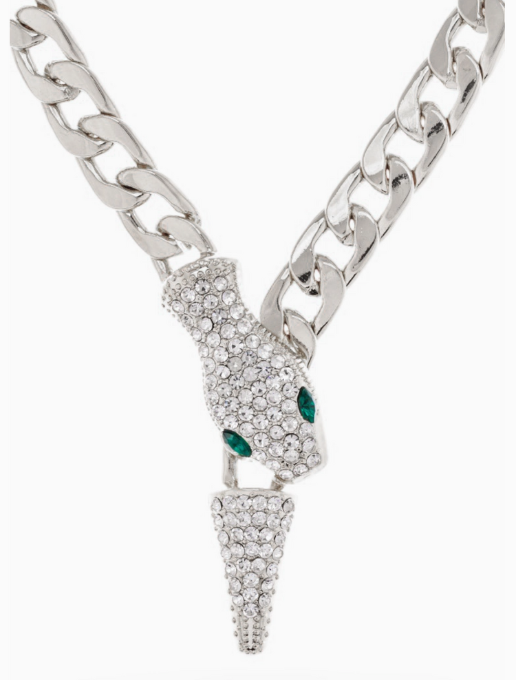 Crystal Snake Magnetic Cuban Chain Necklace