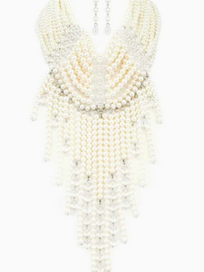 Zillion Pearl Crystal Statement Collar Necklace Set