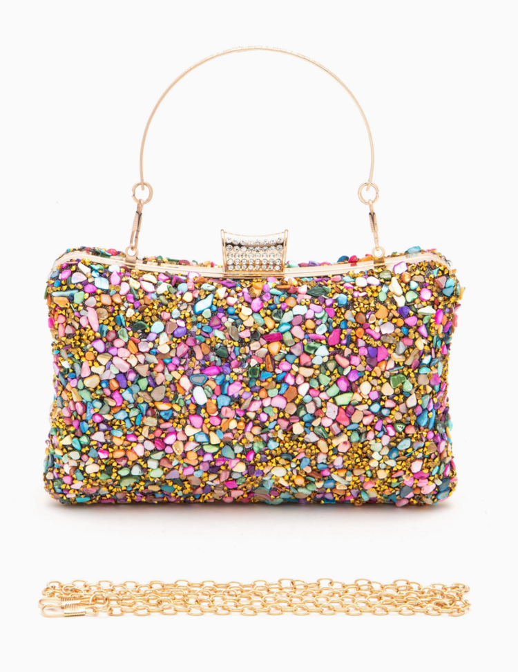 Druzy Stone Box Clutch Bag