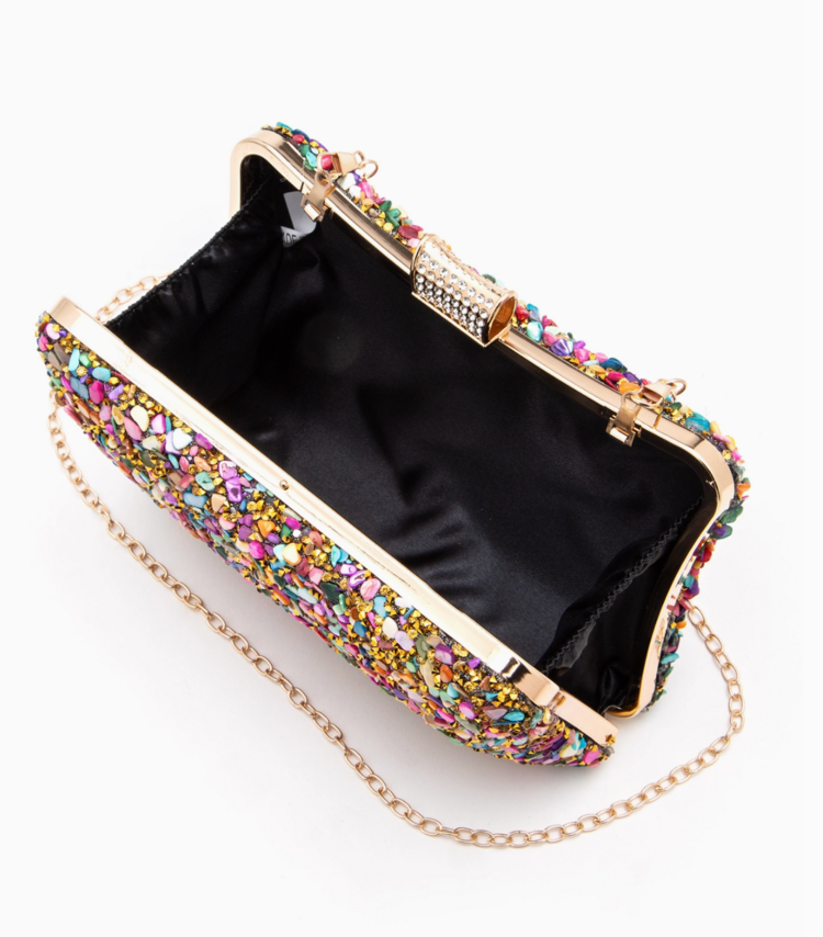 Druzy Stone Box Clutch Bag