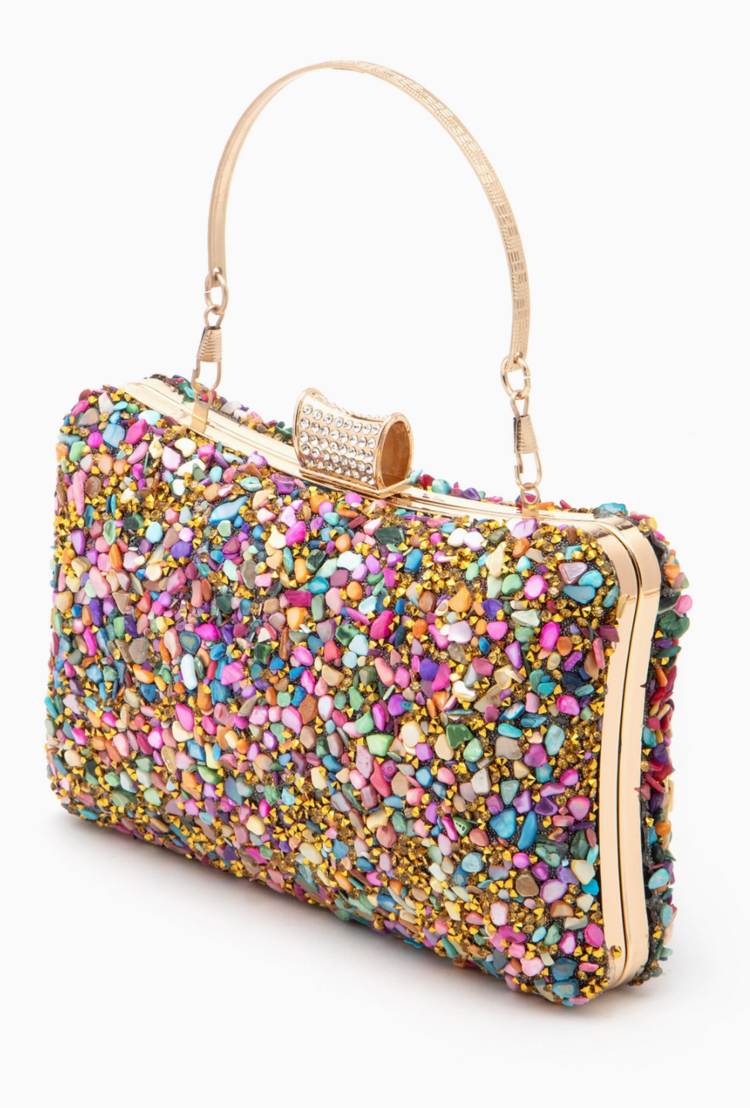 Druzy Stone Box Clutch Bag