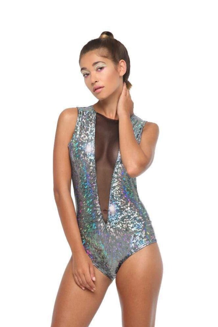 Holographic Mesh-Front Bodysuit