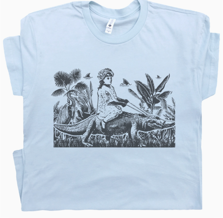 Alligator Girl Tee Light Blue