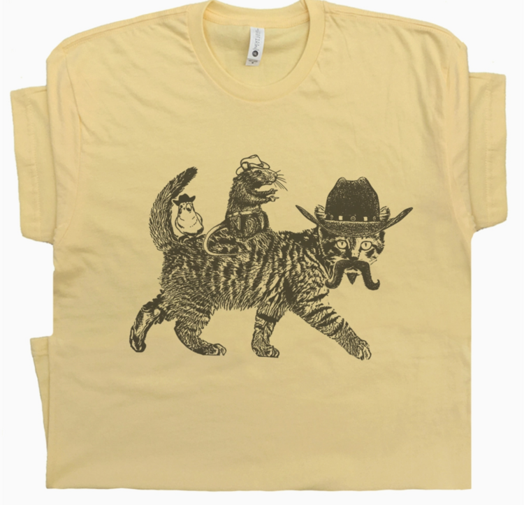Cowboy Cat Tee Light Yellow