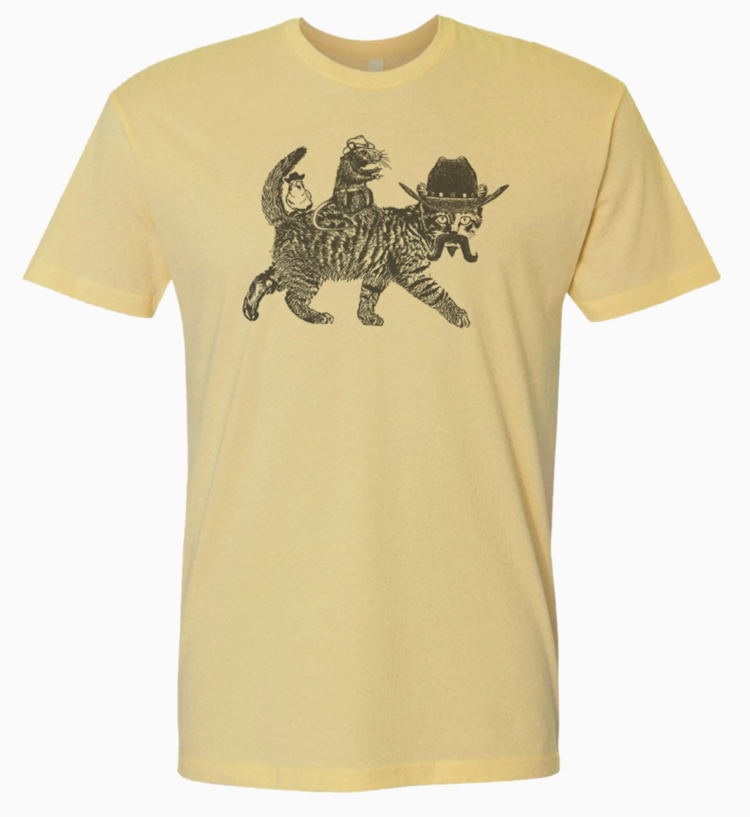 Shirtmandude Co Cowboy Cat Tee Light Yellow