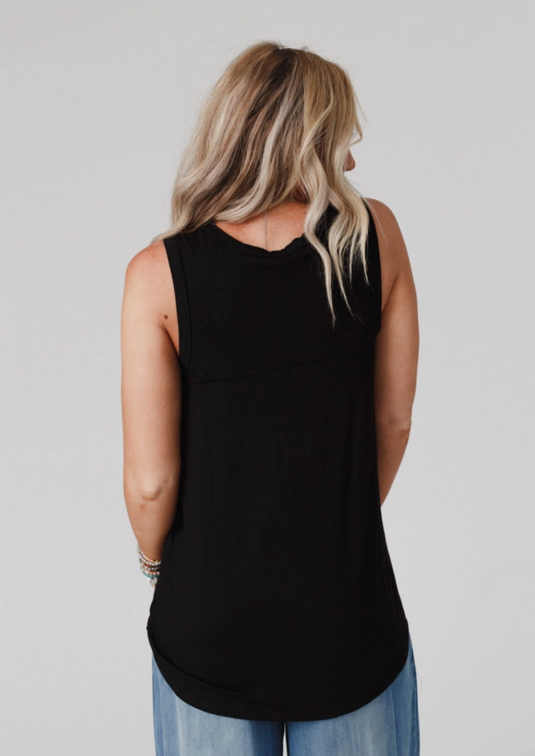 Three Bird Nest Scoop Neck Tank Black