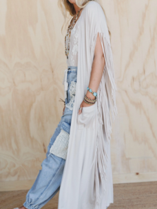 Three Bird Nest Western Showstopper Fringe Duster Oat