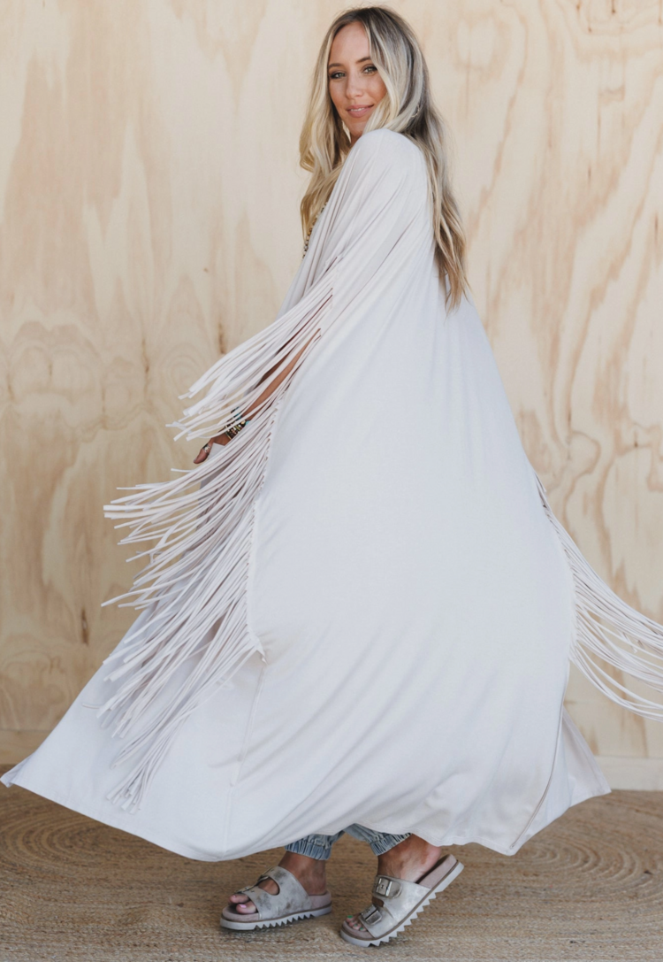 Three Bird Nest Western Showstopper Fringe Duster Oat