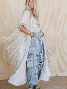 Western Showstopper Fringe Duster Oat