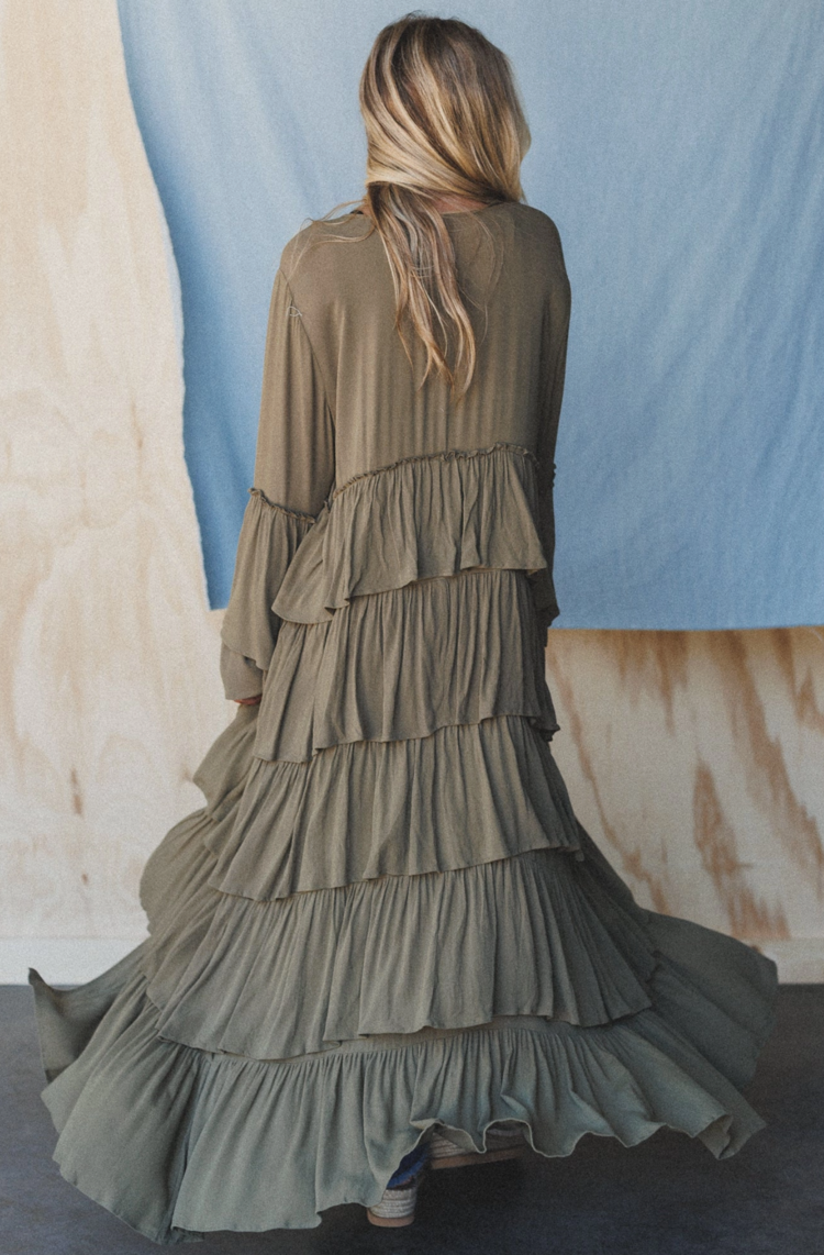 Three Bird Nest Layers of Love Duster Olive