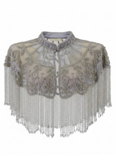 Beaded Shawl with Silver Fringe