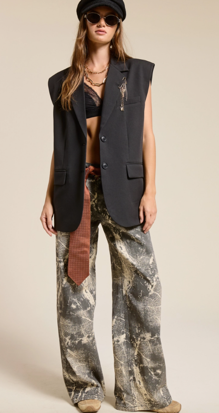 Oversized Structured Vest Black